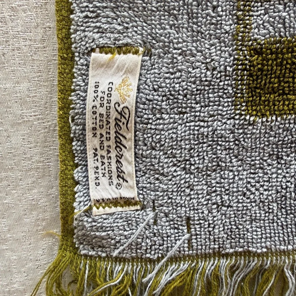 Vintage Yves Saint Laurent Fieldcrest Bath Towel Geometric MCM Fringe USA